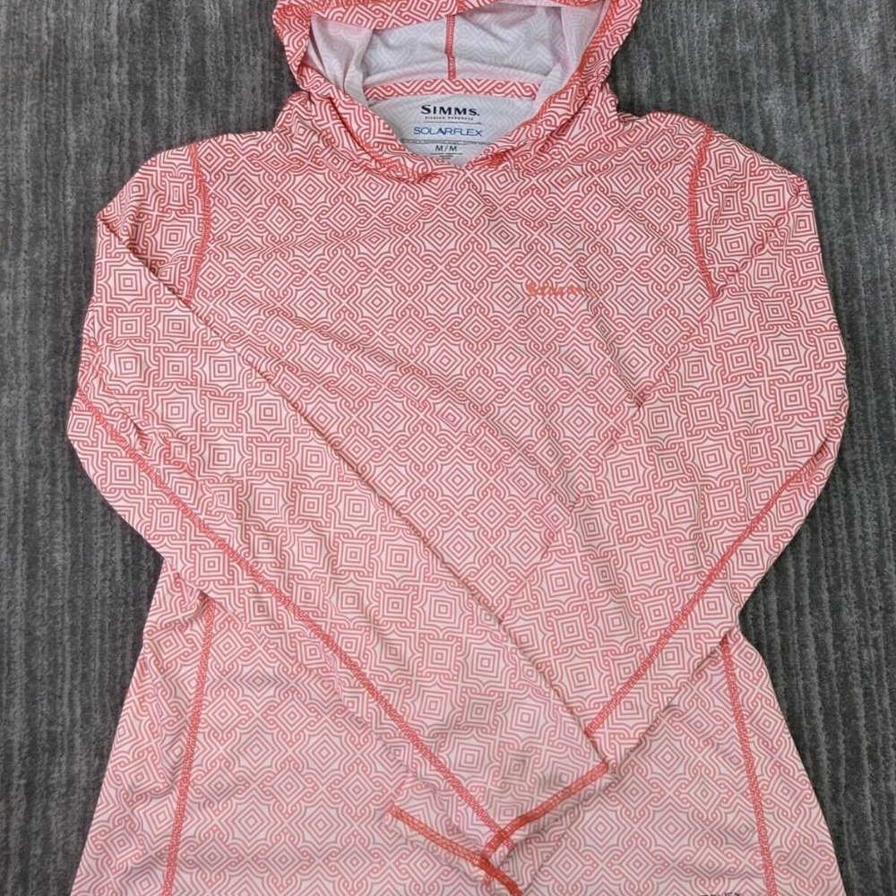 Simms Solarflex Ultracool Lightweight Hoody Fishing UPF 50 Red/Pink Womens Med